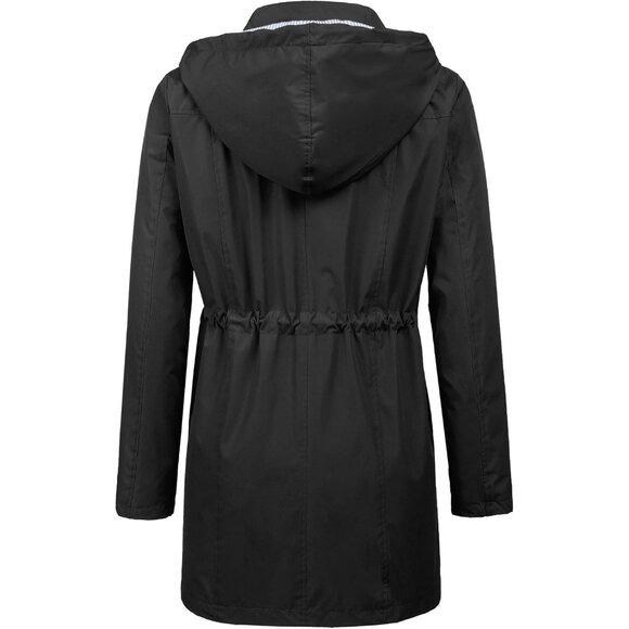 Raincoat Women Waterproof Long Hooded Trench Coats Lined Windbreaker Travel Jack - Picture 3 of 5